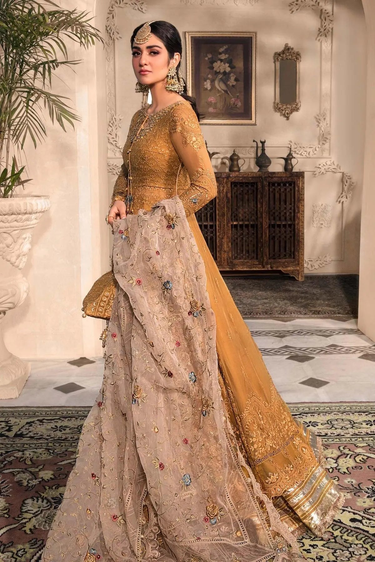 MARIA.B-MBROIDERED - Mustard BD-2606 - House Of Anaya