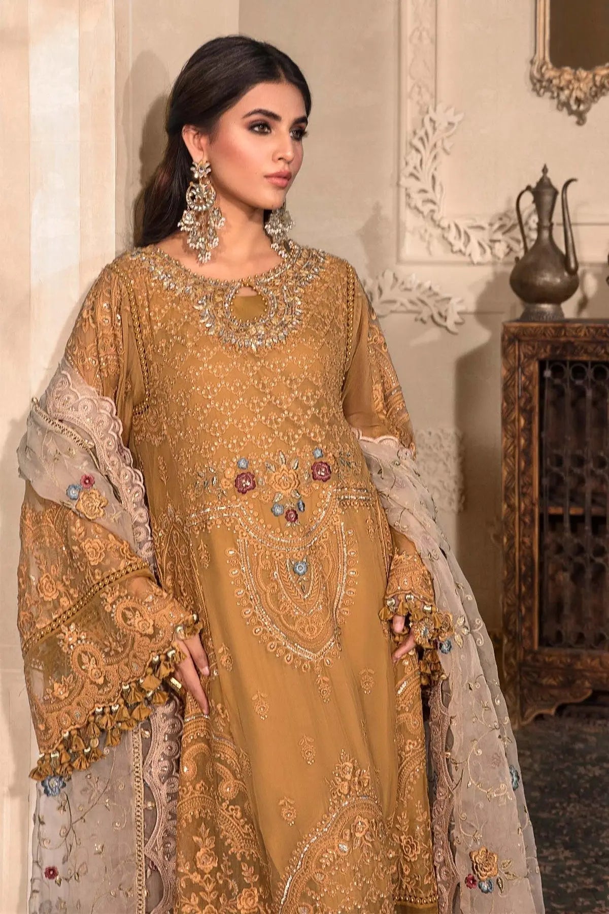 MARIA.B-MBROIDERED - Mustard BD-2606 - House Of Anaya