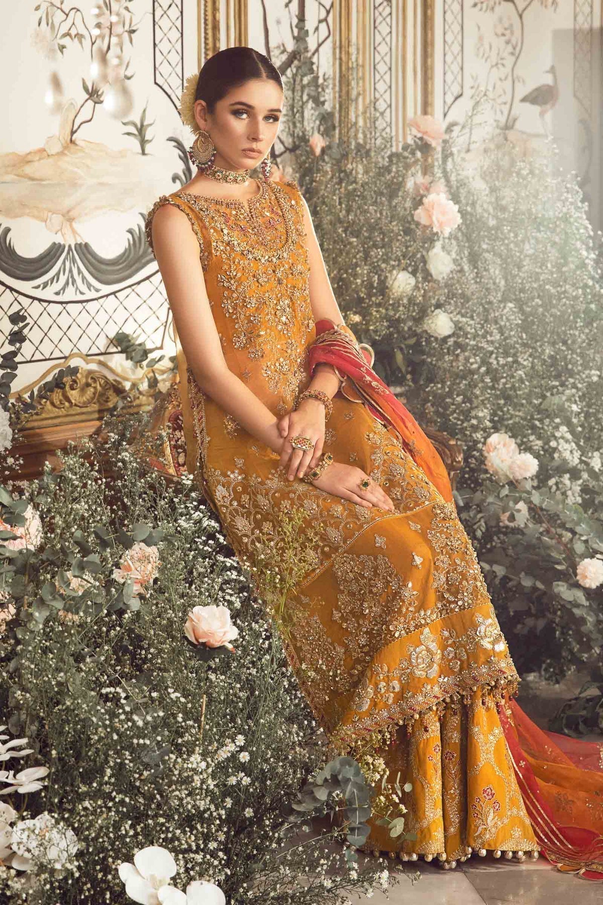 MARIA.B-MBROIDERED | Mustard BD-2707 - Riwayat-e-khas