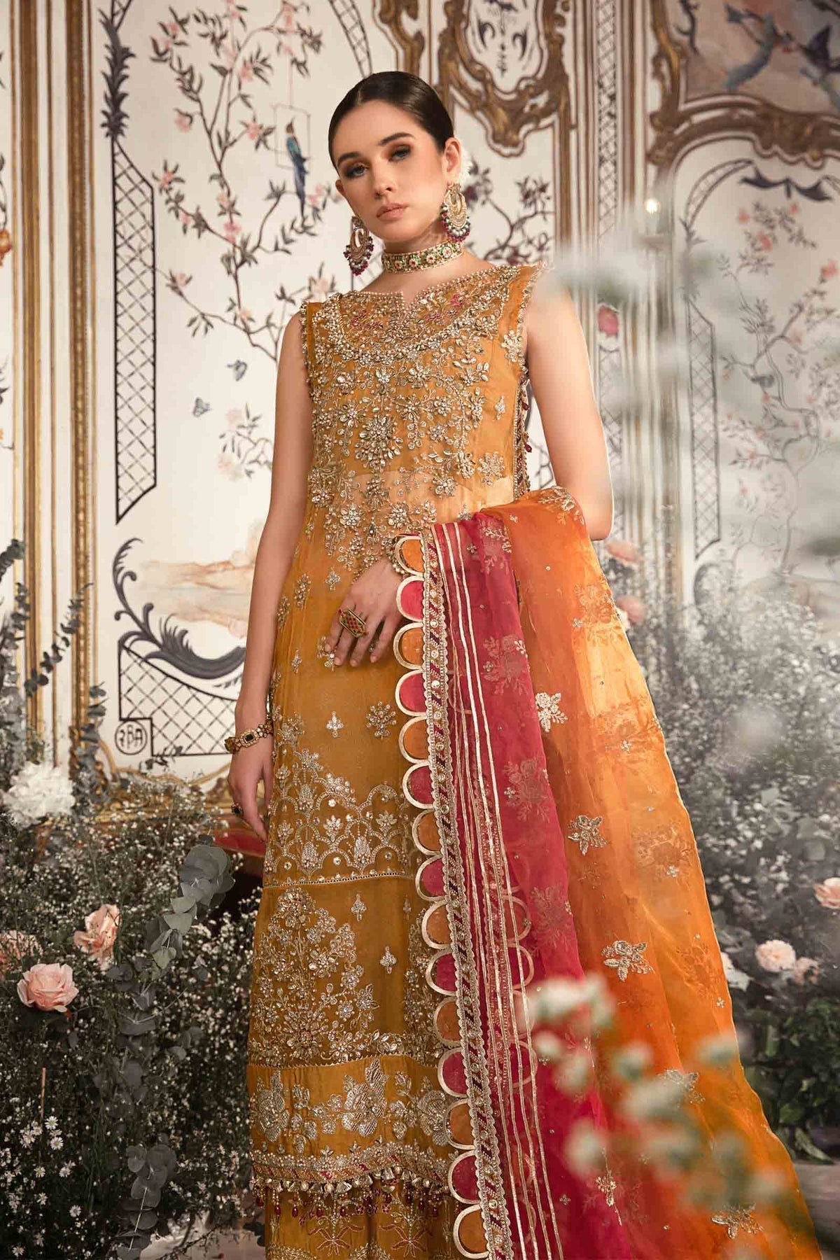 MARIA.B-MBROIDERED | Mustard BD-2707 - Riwayat-e-khas
