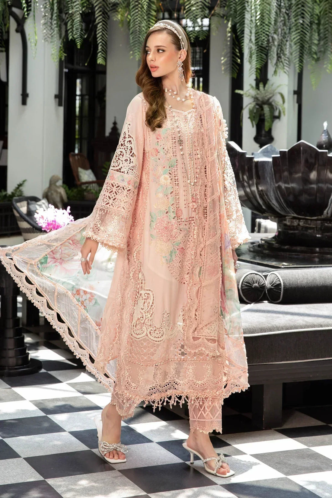Maria B | Luxury Lawn | EL-23-07-Peach - House Of Anaya