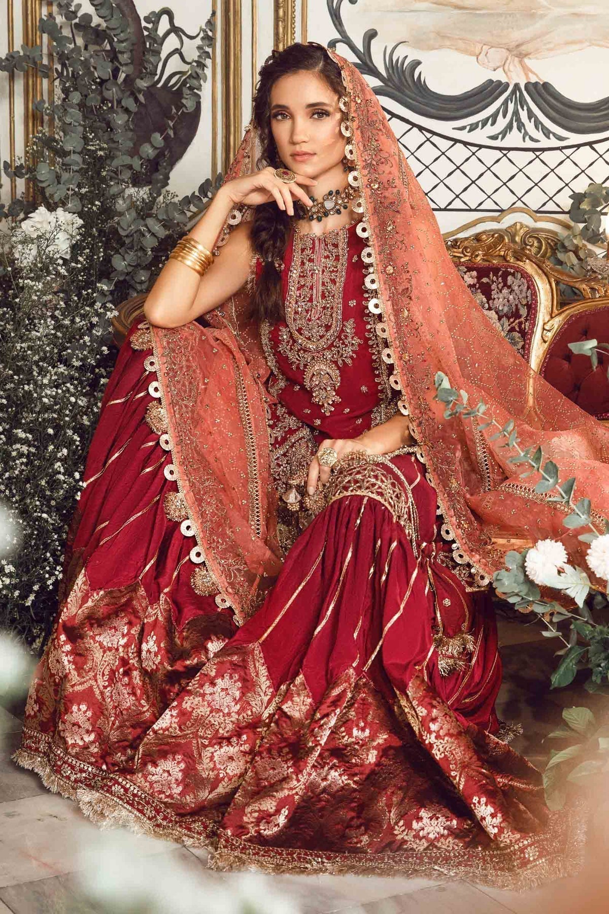MARIA.B-MBROIDERED | Maroon BD-2708 - Riwayat-e-khas