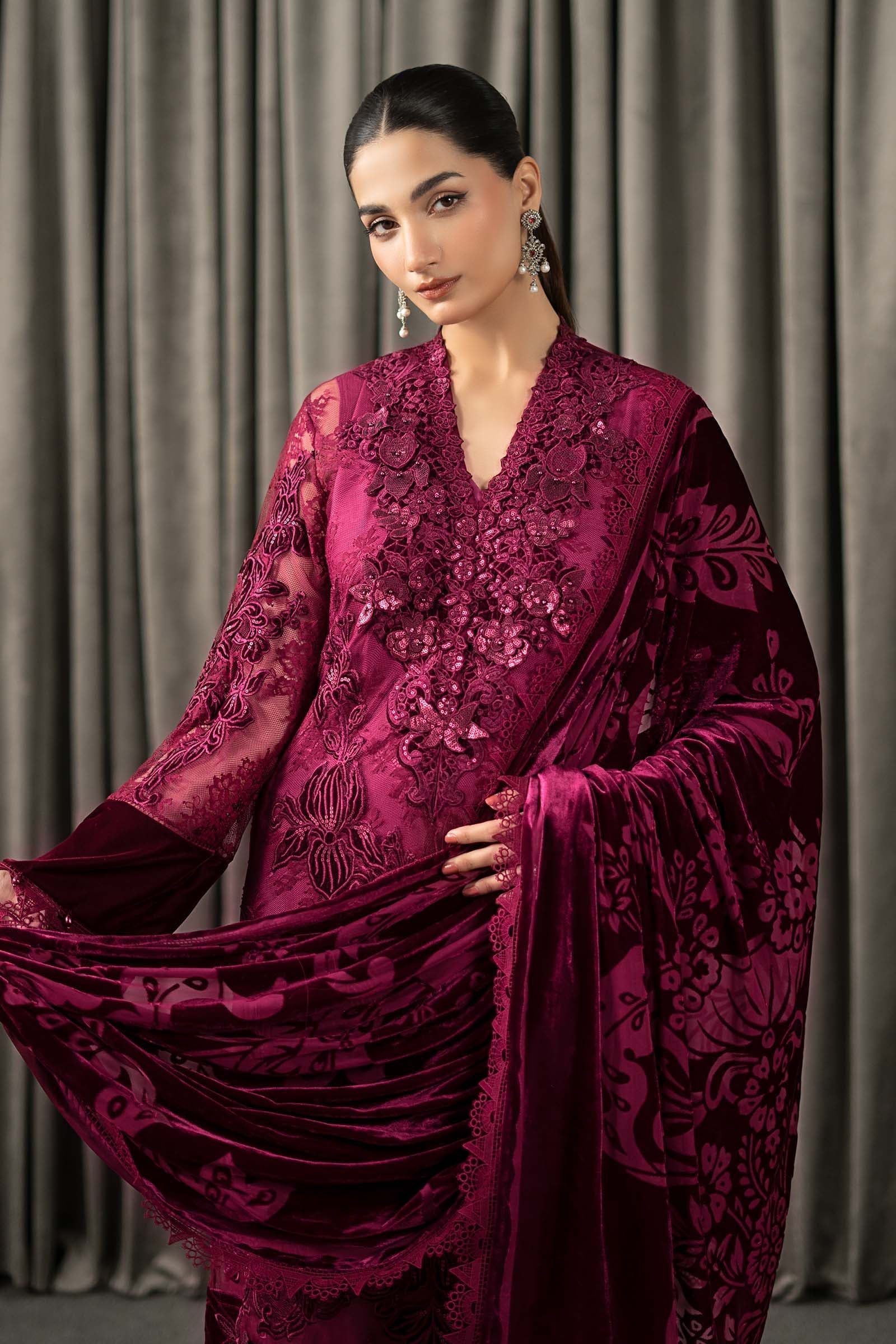 Maria B | Winter Luxe Pret 25 | WLS-1308-Maroon