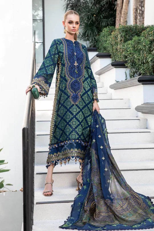 Maria B | Luxury Lawn | EL-23-08-Blue - House Of Anaya