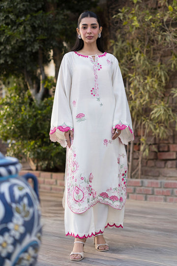 Dhanak | Signature Pret | CREAM 2PCS EMBROIDERED KURTA WITH TROUSER