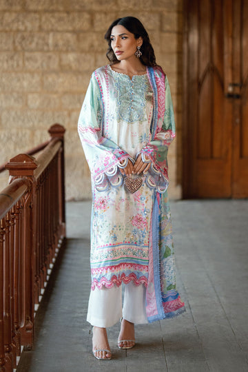 Dhanak | Silk Pret | L-GREEN 2PCS HAND EMBELLISHED KURTA WITH TROUSER