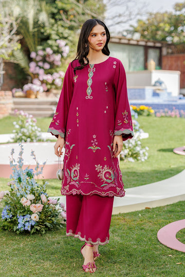 Dhanak | Signature Pret | MAGENTA 2PCS EMBROIDERED KURTA WITH TROUSER