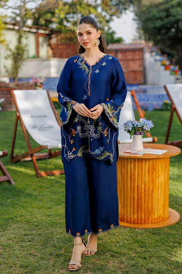 Dhanak | Signature Pret | ROYAL BLUE 2PCS EMBROIDERED KURTA WITH TROUSER
