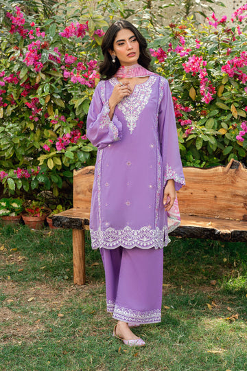 Dhanak | SWISS VOILE | LILAC SWISS VOILE 2PCS EMBROIDERED KURTA WITH TROUSER