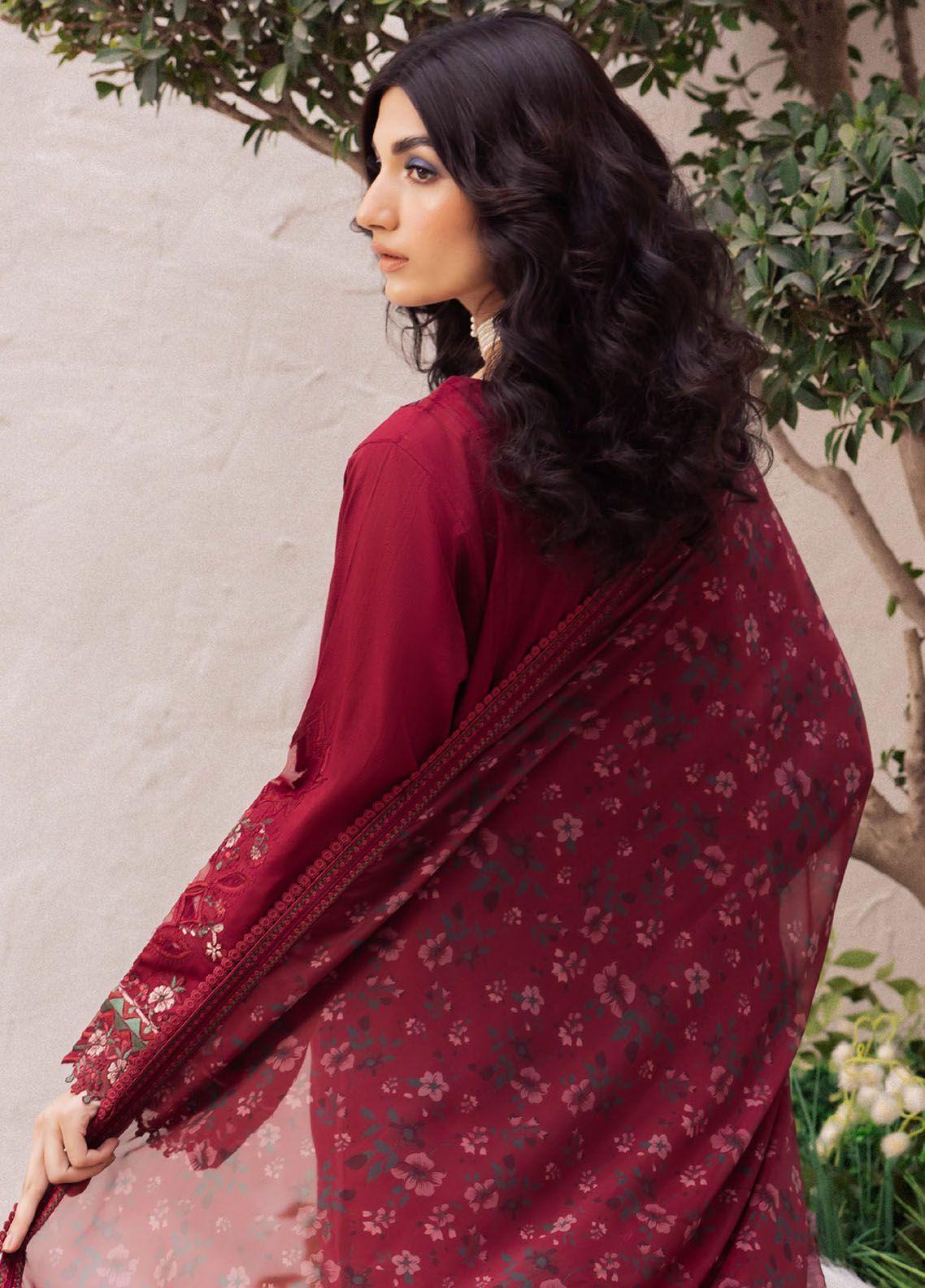 Iznik Dahlia Embroidered Luxury Lawn 3Pc Suit DL-01 GOSSAMER - House Of Anaya