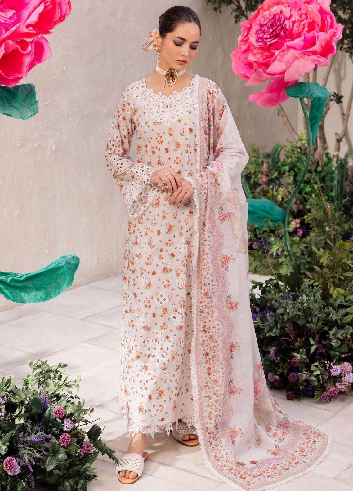 Iznik Dahlia Embroidered Luxury Lawn 3Pc Suit DL-05 SPLENDOUR - House Of Anaya