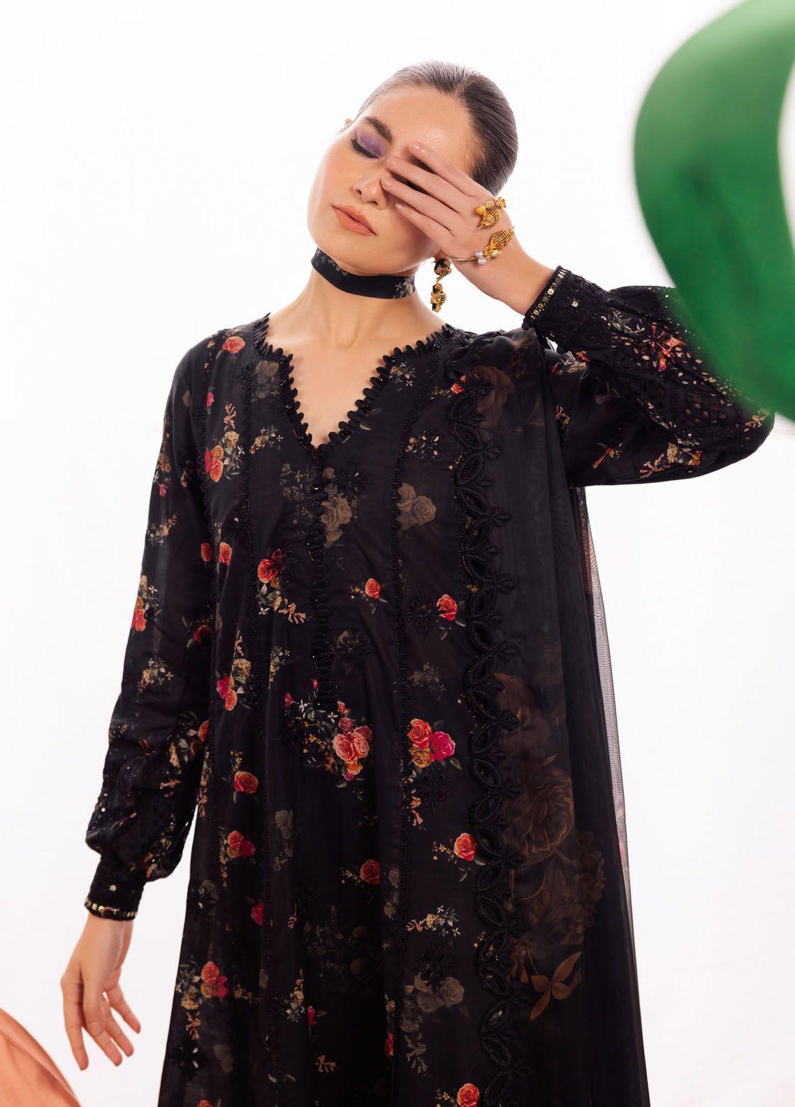 Iznik Dahlia Embroidered Luxury Lawn 3Pc Suit DL-08 ENCHANT - House Of Anaya