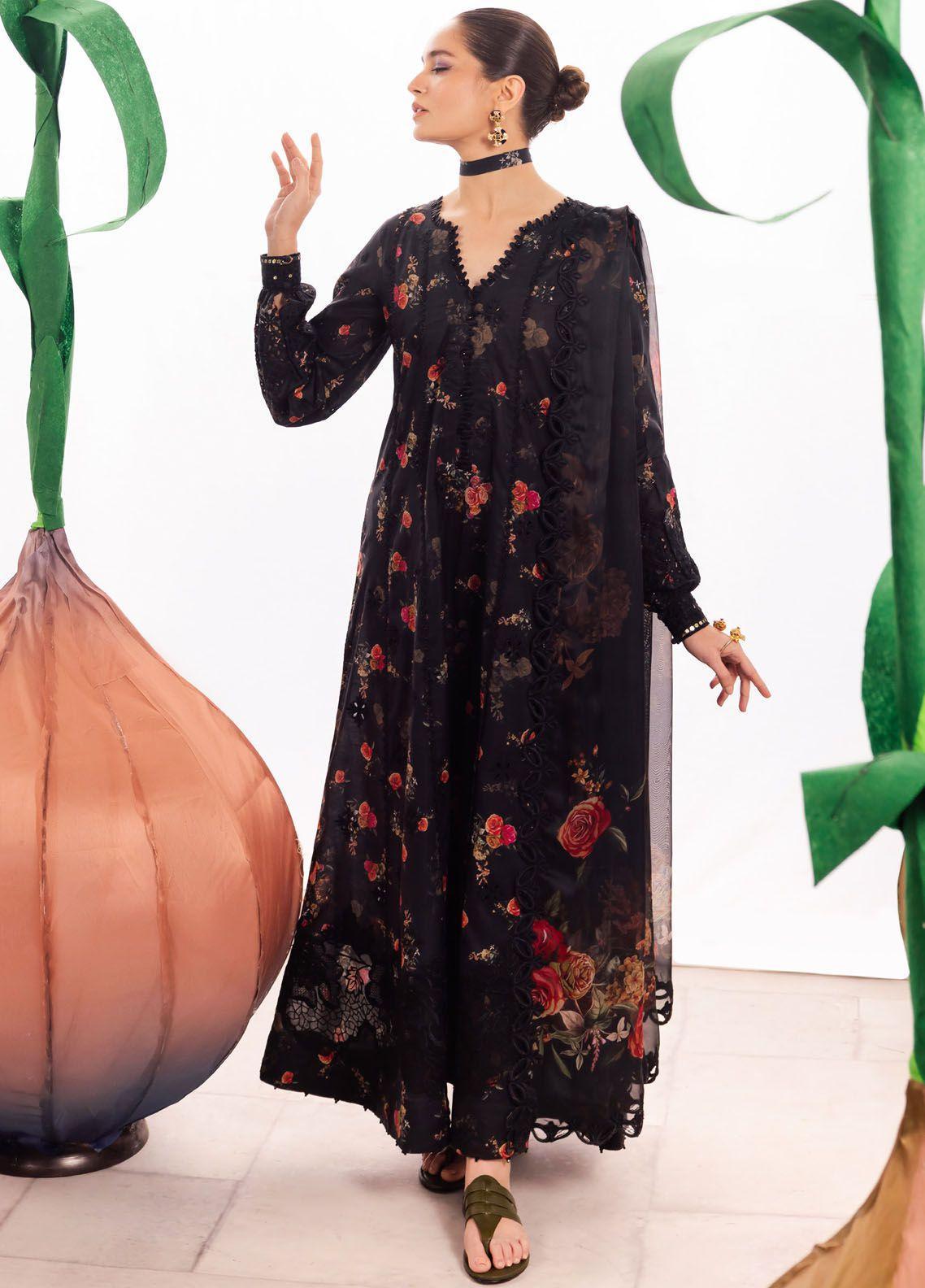 Iznik Dahlia Embroidered Luxury Lawn 3Pc Suit DL-08 ENCHANT - House Of Anaya