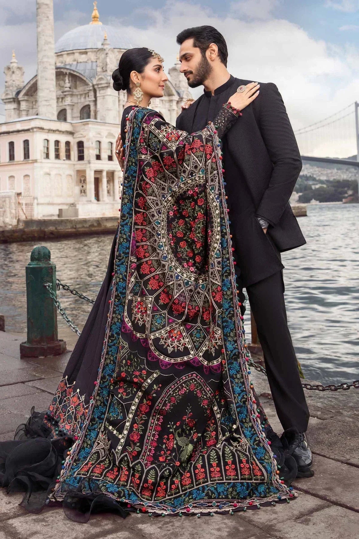 Maria B | Linen 23 | Black DL-1101 - House Of Anaya