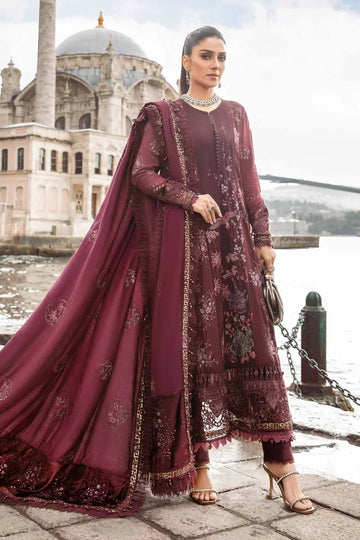 Maria B | Linen 23 | Aubergine DL-1103 - House Of Anaya