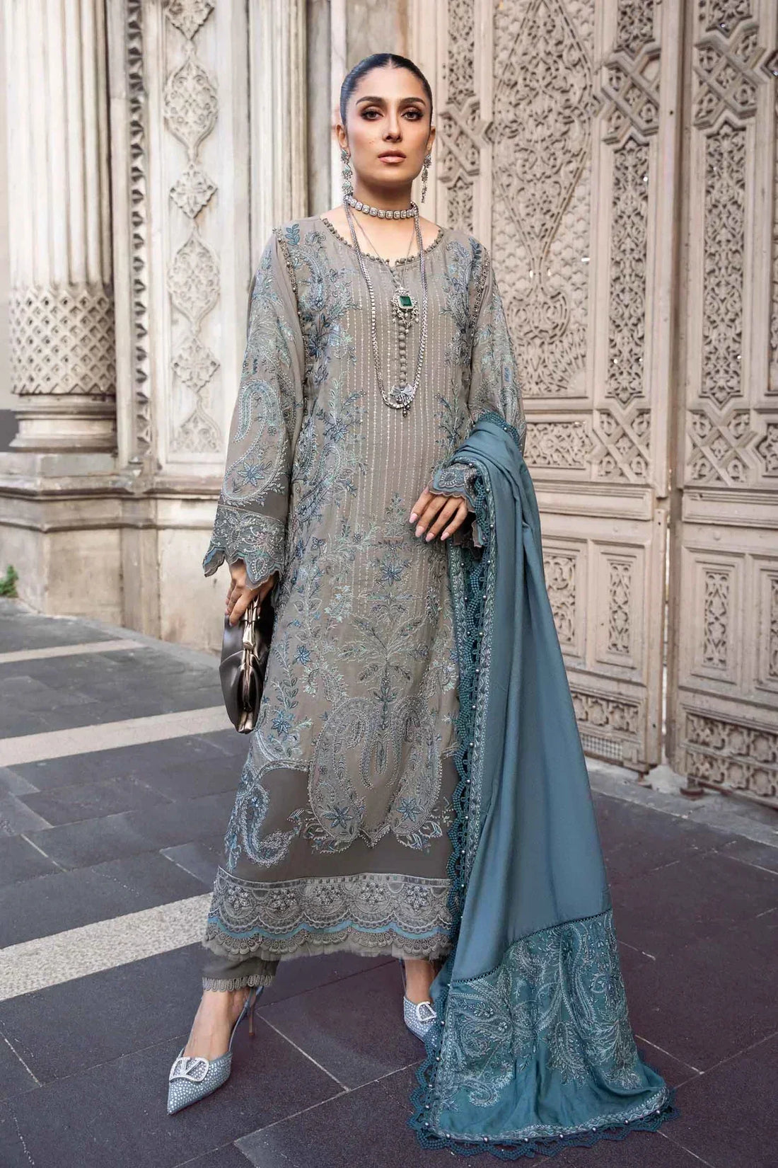 Maria B | Linen 23 | Black DL-1104 - House Of Anaya