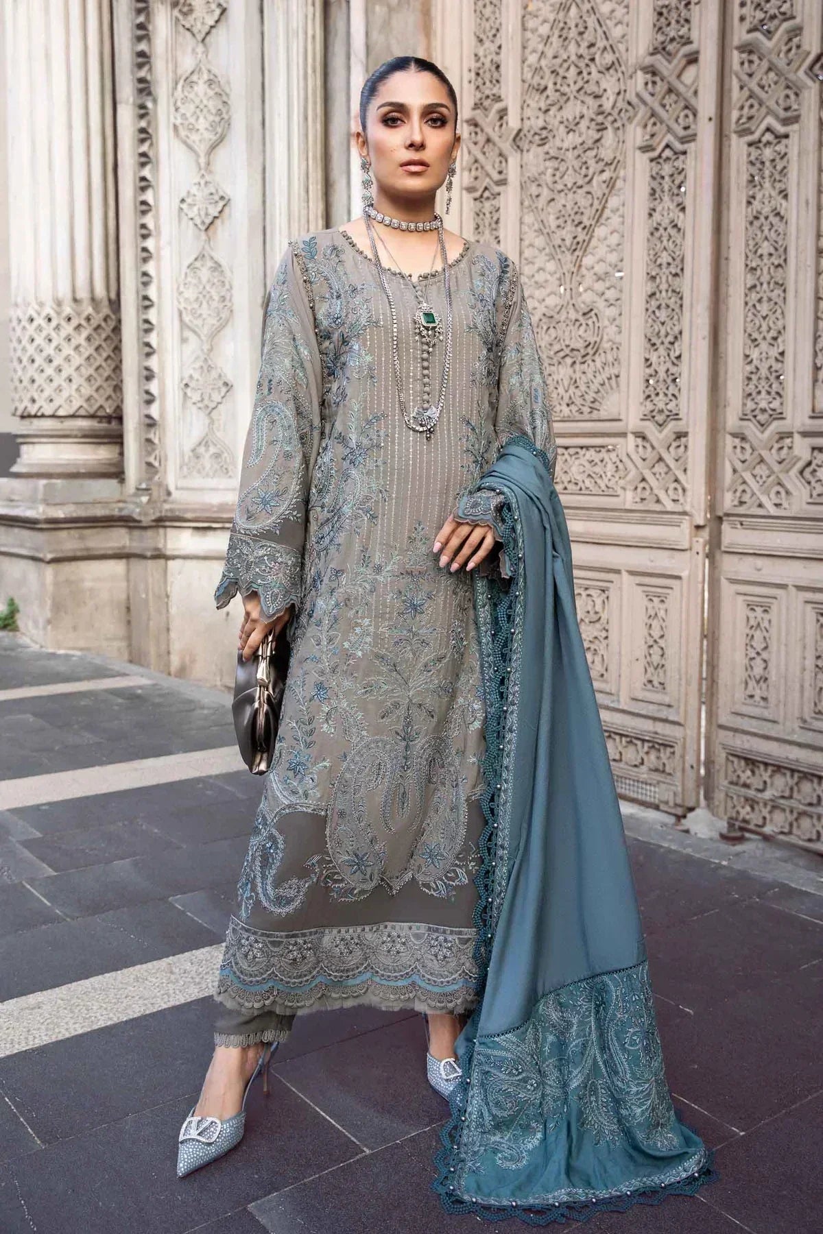 Maria B | Linen 23 | Black DL-1104 - House Of Anaya