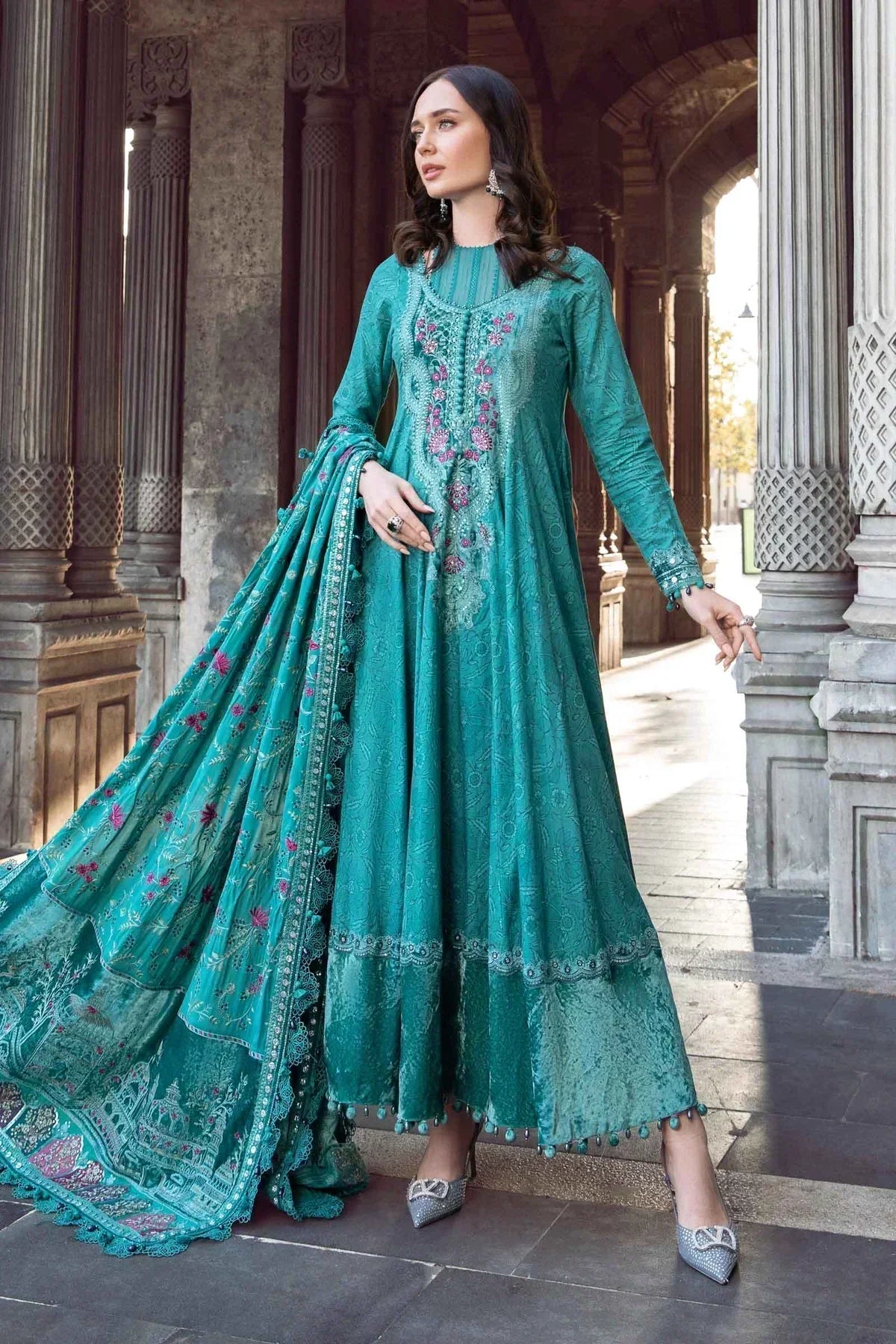 Maria B | Linen 23 | Teal DL-1105 - House Of Anaya
