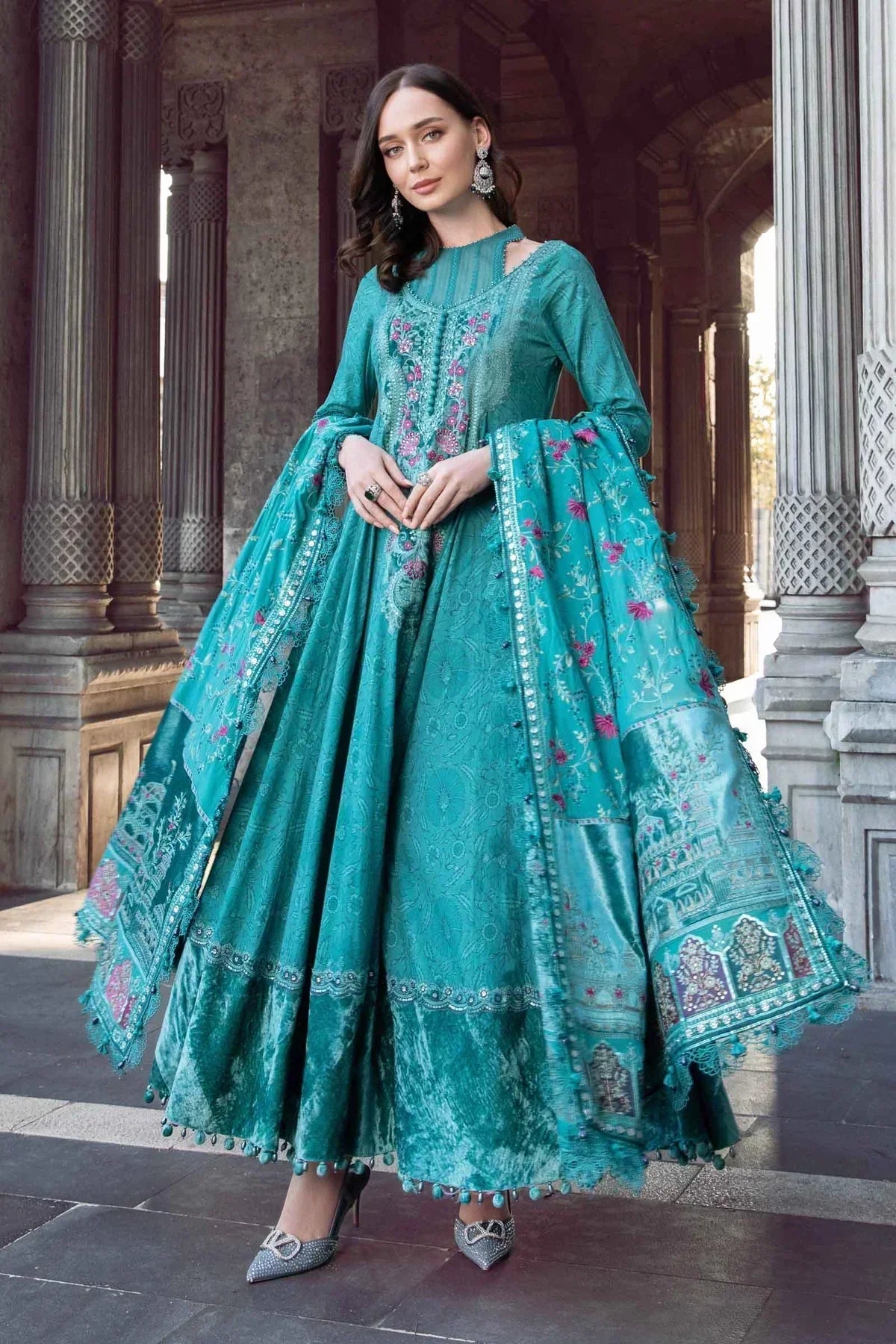 Maria B | Linen 23 | Teal DL-1105 - House Of Anaya