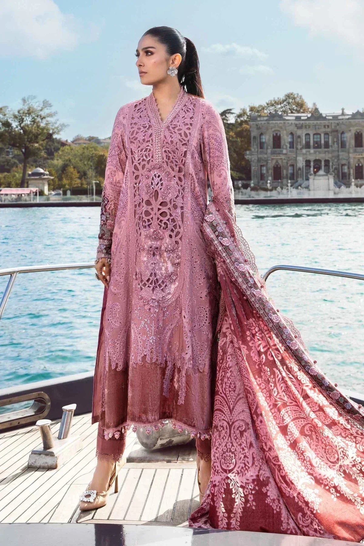 Maria B | Linen 23 | Ash Pink DL-1106 - House Of Anaya