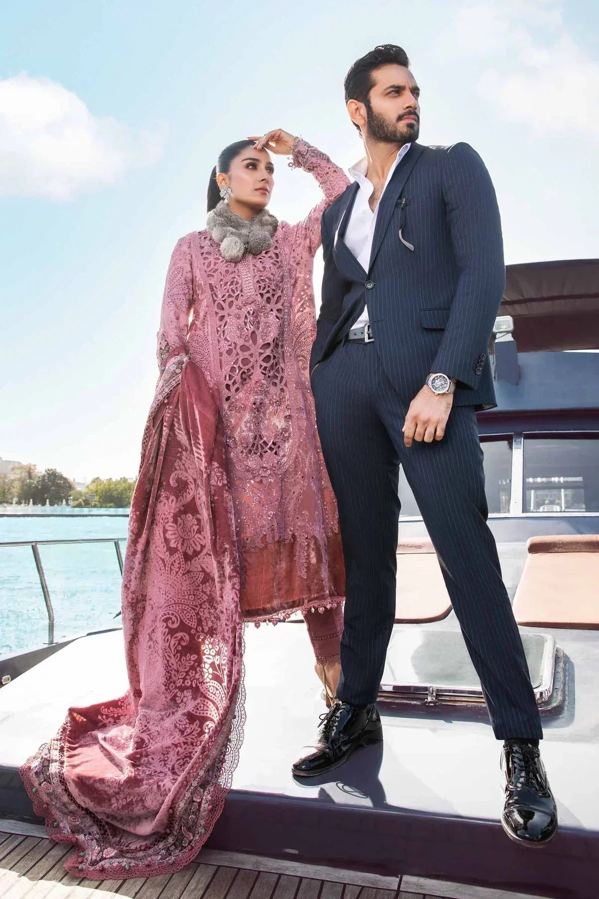 Maria B | Linen 23 | Ash Pink DL-1106 - House Of Anaya