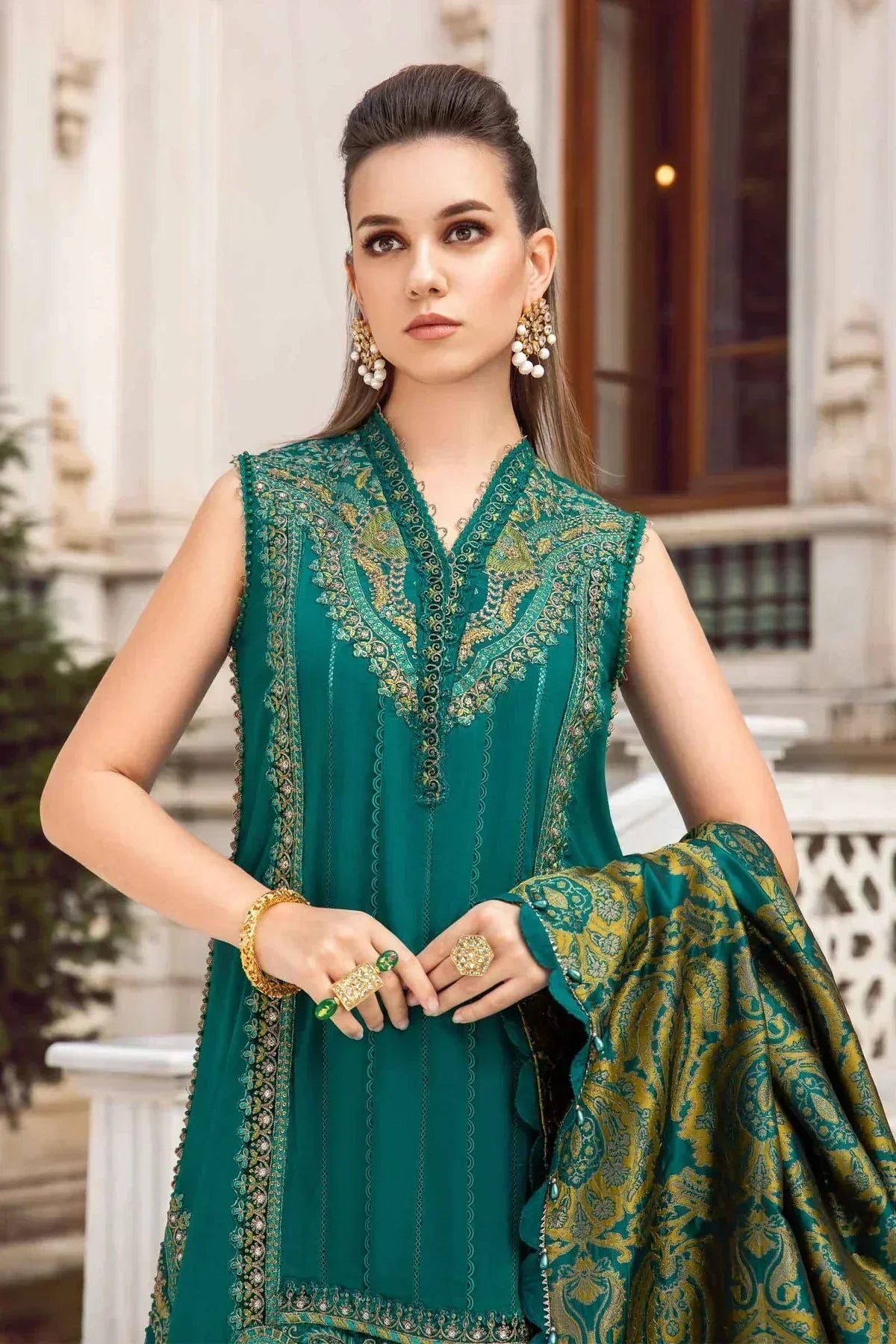 Maria B | Linen 23 | Emerald Green DL-1107 - House Of Anaya