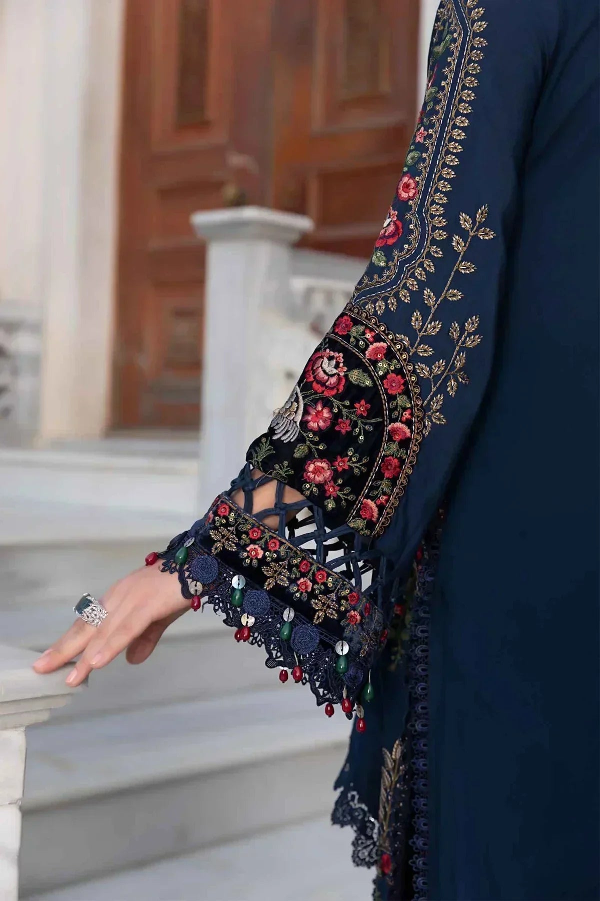 Maria B | Linen 23 | Navy Blue DL-1109 - House Of Anaya