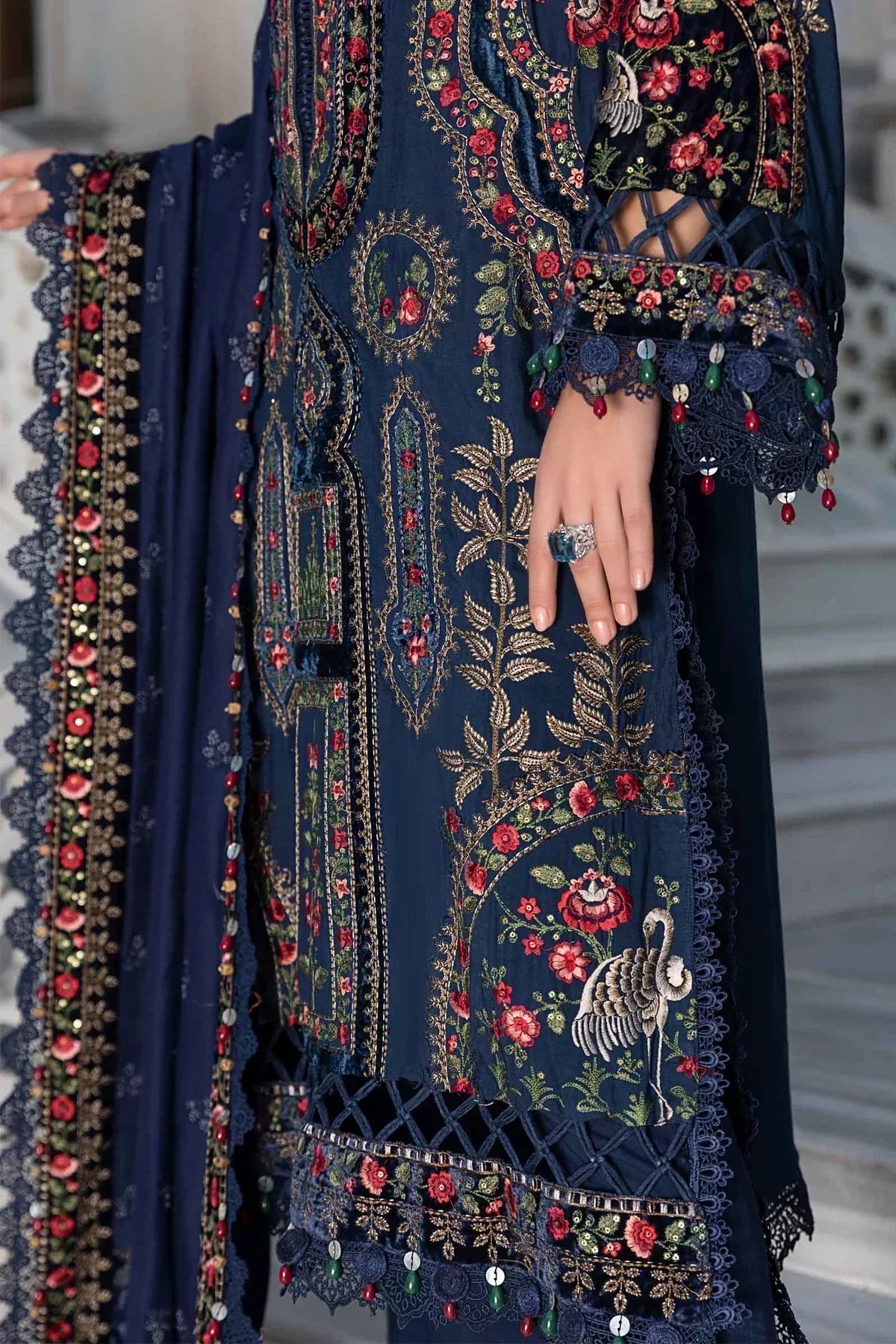 Maria B | Linen 23 | Navy Blue DL-1109 - House Of Anaya