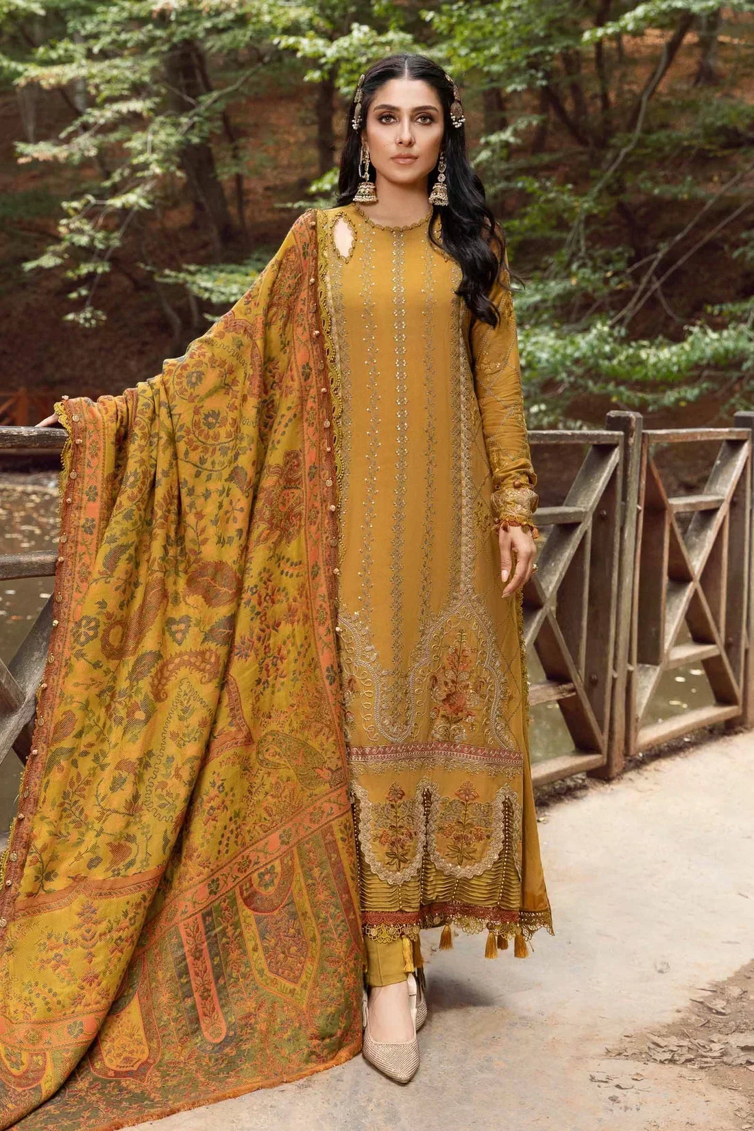 Maria B | Linen 23 | Mustard DL-1110 - House Of Anaya