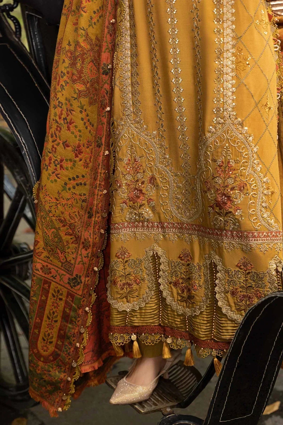 Maria B | Linen 23 | Mustard DL-1110 - House Of Anaya