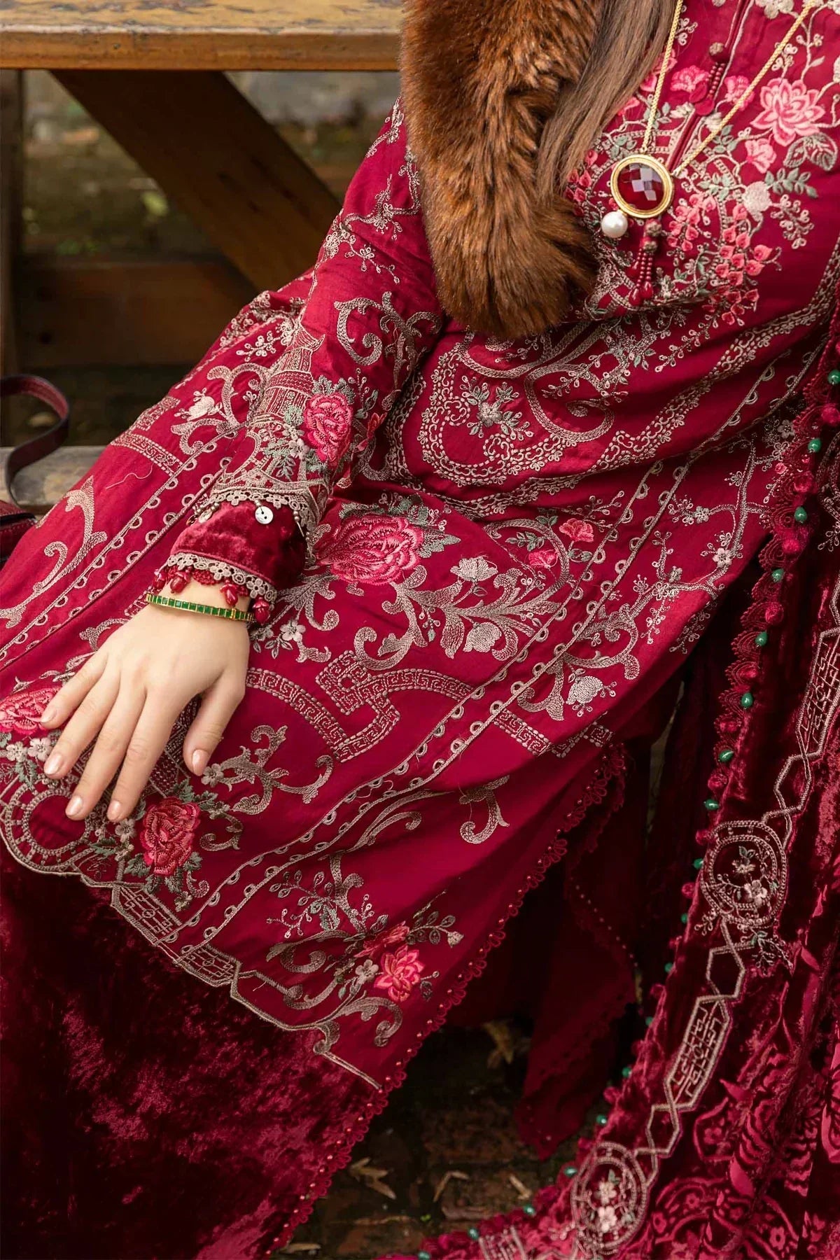 Maria B | Linen 23 | Deep Pink DL-1112 - House Of Anaya