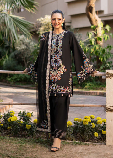 Fozia Khalid | Blossom Festive Lawn 25 | Black viola - House Of Zarish