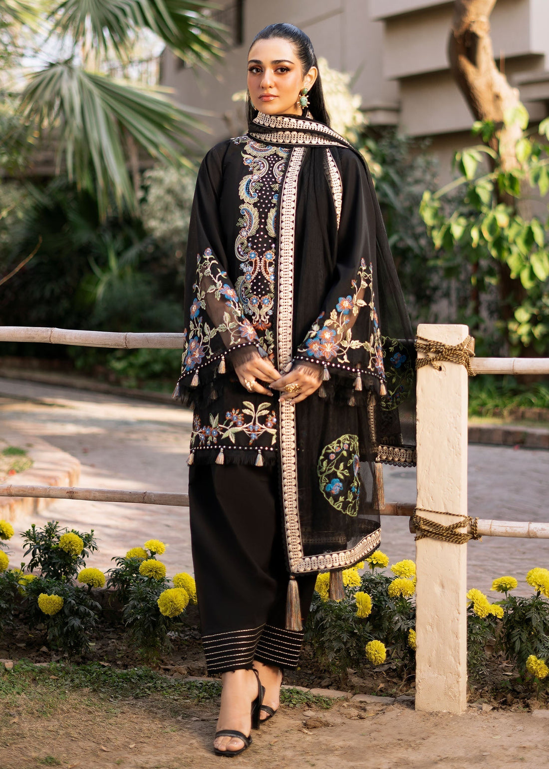 Fozia Khalid | Blossom Festive Lawn 25 | Black viola - House Of Zarish