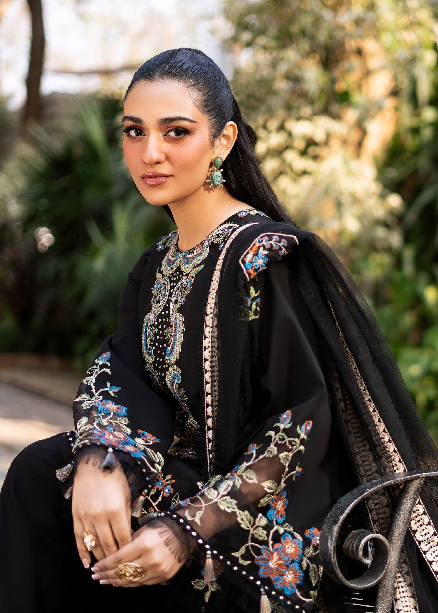 Fozia Khalid | Blossom Festive Lawn 25 | Black viola - House Of Zarish