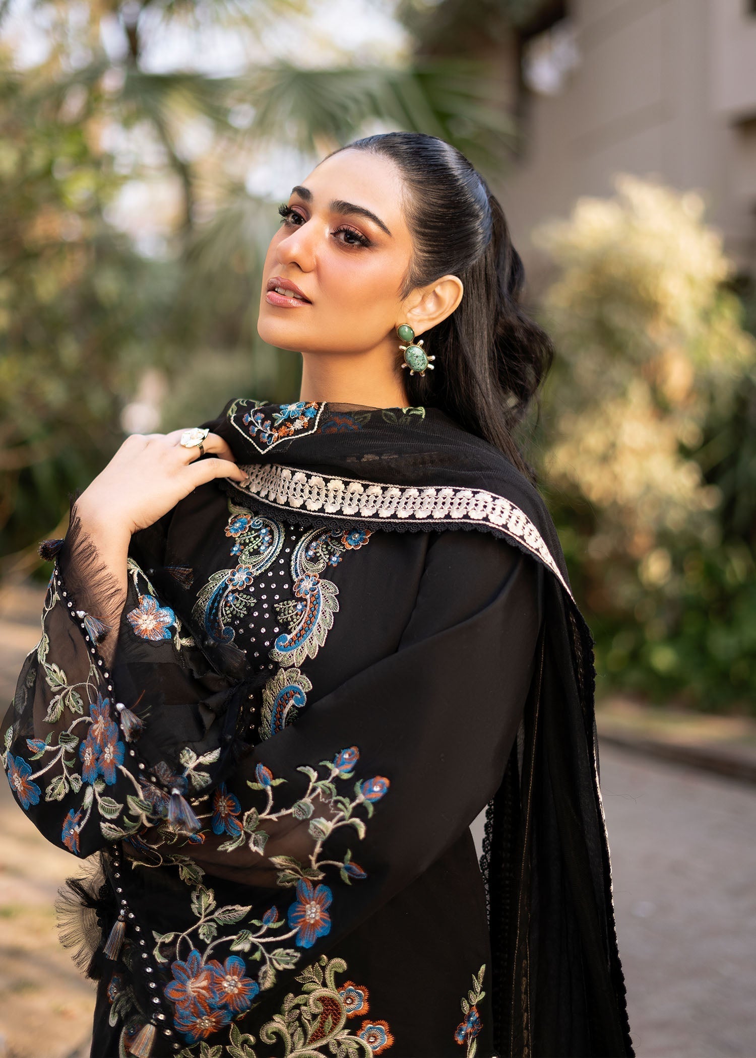 Fozia Khalid | Blossom Festive Lawn 25 | Black viola - House Of Zarish