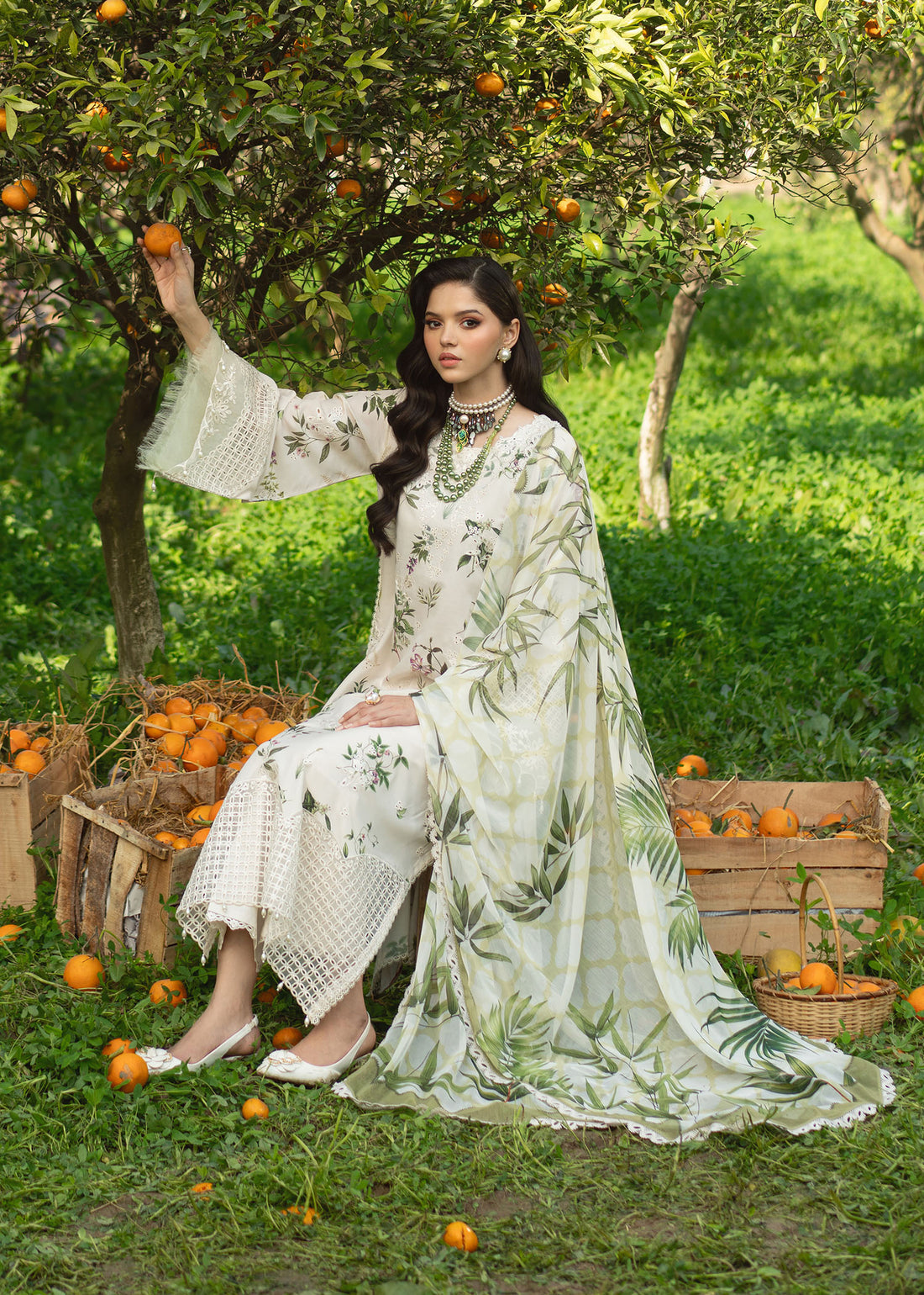 Sardinia | Printkari Lawn Edit 25 | White Tulip