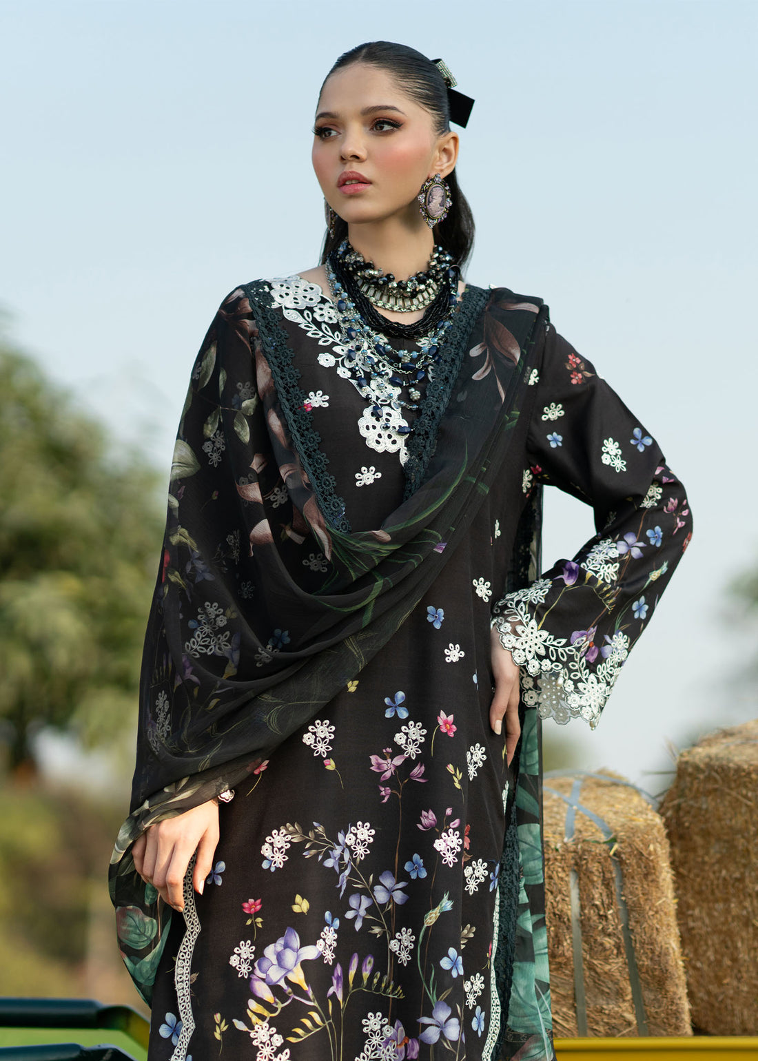 Sardinia | Printkari Lawn Edit 25 | Black Lotus
