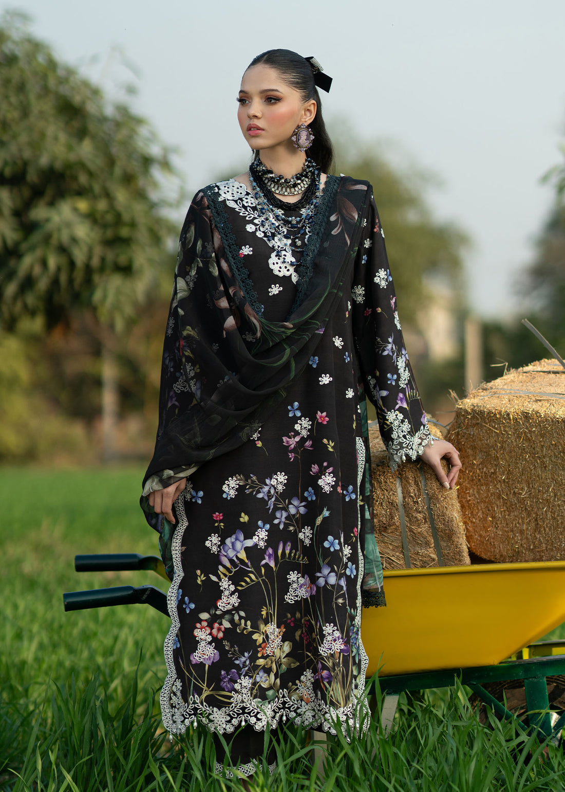 Sardinia | Printkari Lawn Edit 25 | Black Lotus