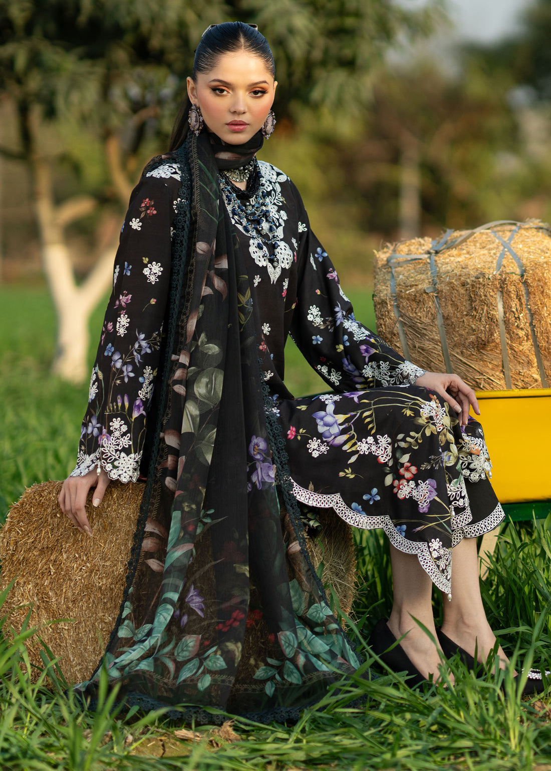 Sardinia | Printkari Lawn Edit 25 | Black Lotus