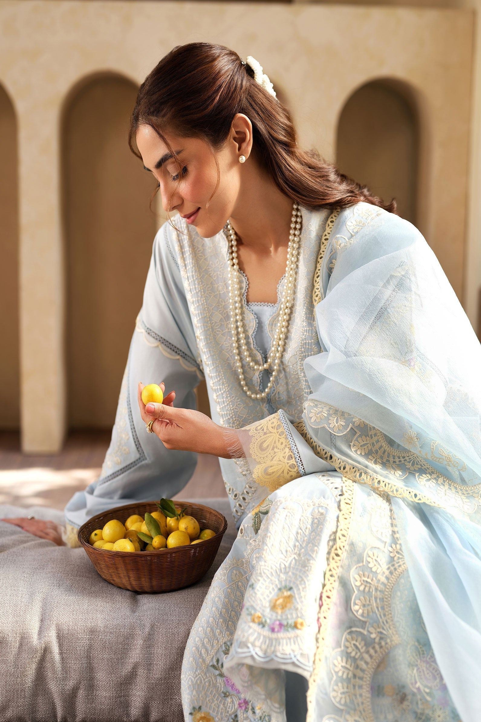 Maryam Hussain | Luxury Lawn 25 | Ocean - House Of Zarish