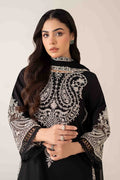 Maria B | Pre Fall Dresses | 3 Piece Embroidered Dobby Suit Black4