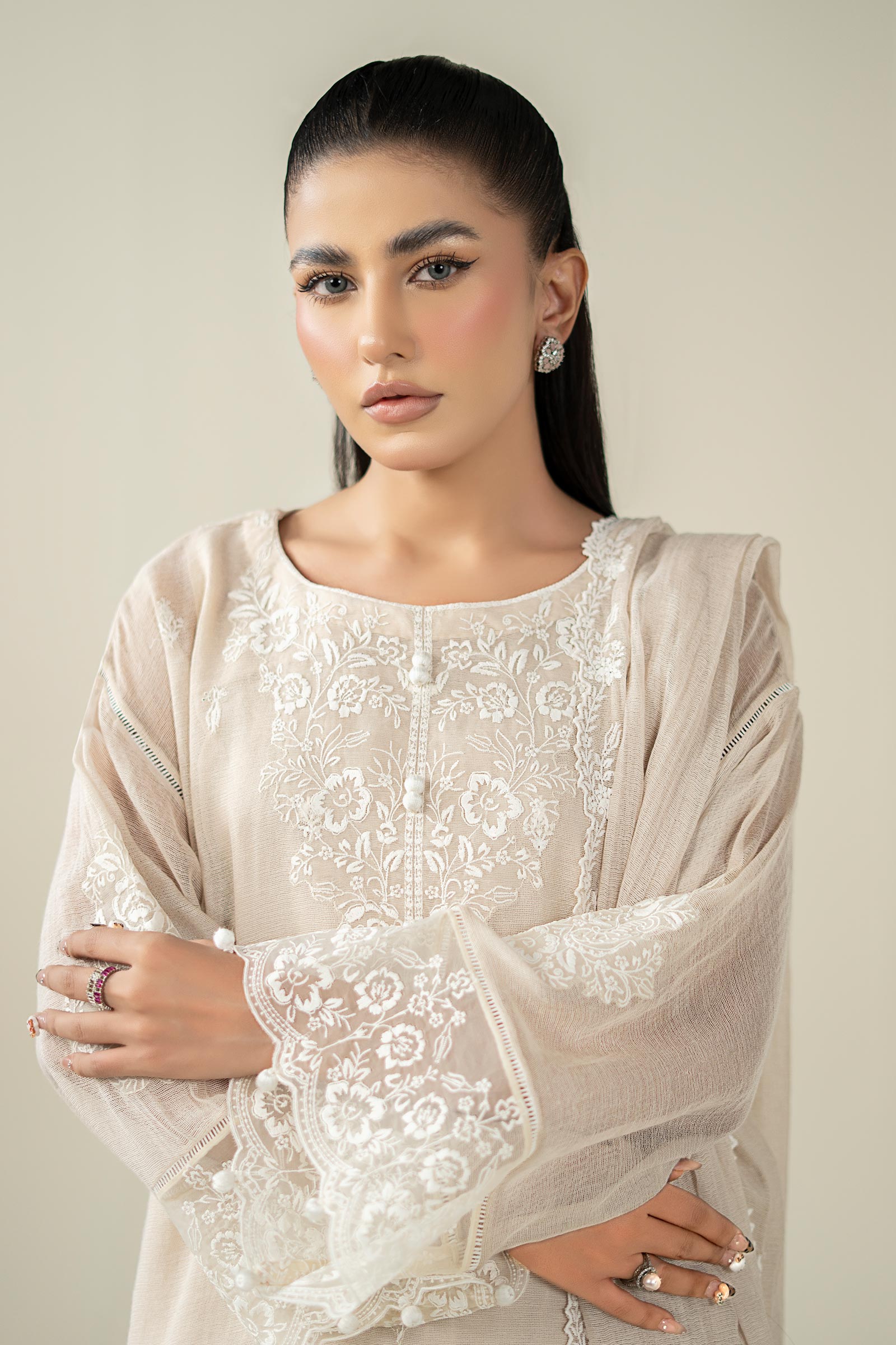 Maria B | Pre Fall Dresses | 3 Piece Embroidered Cotton Net Suit QQ