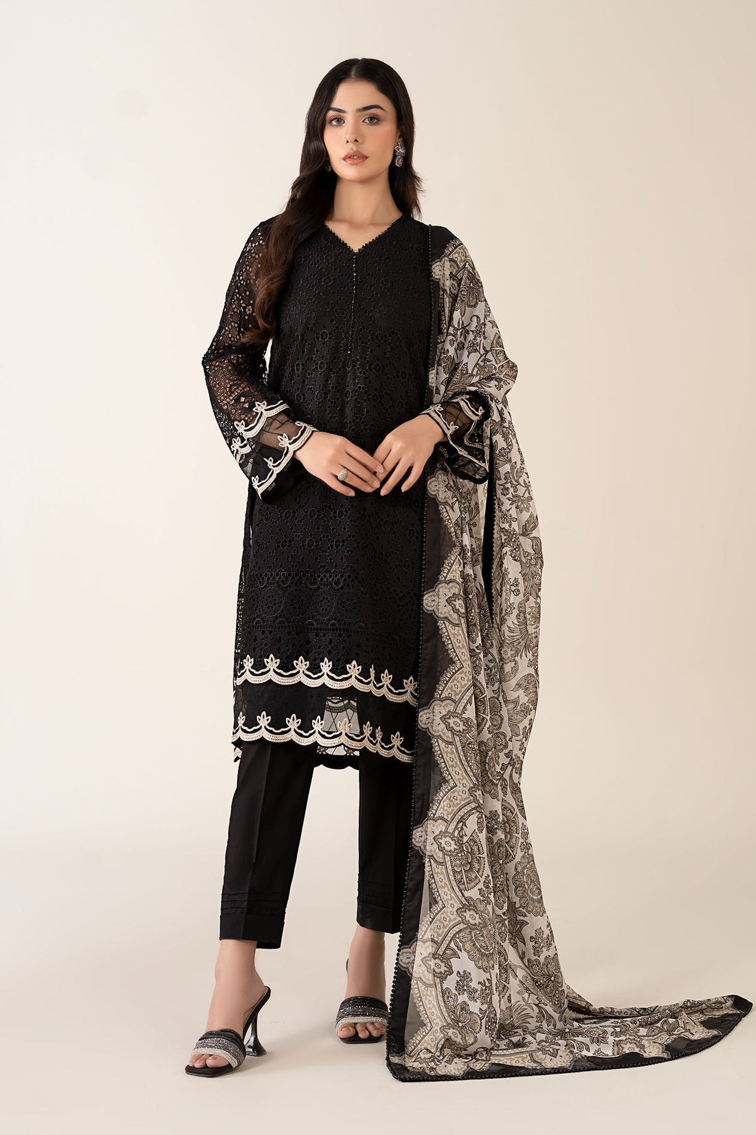 Maria B | Pre Fall Dresses | 3 Piece Embroidered Chiffon Suit BB
