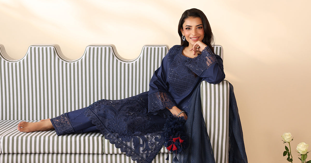 Maria B | Luxury Winter Pret 25 | DW-PF25-07-Blu