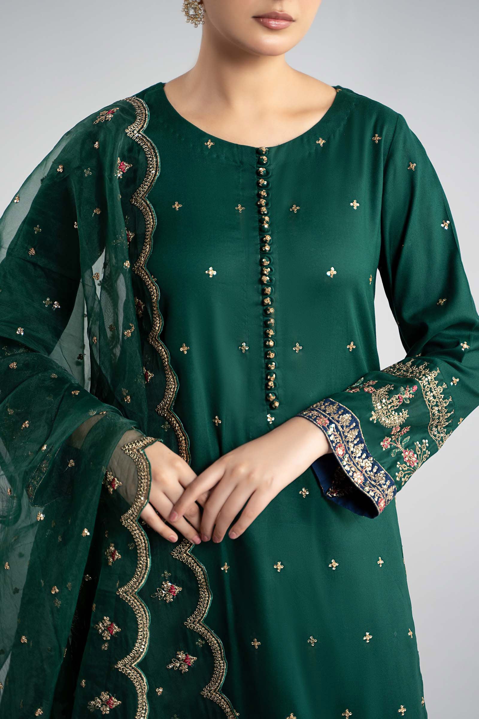 Maria B | Pre Fall Dresses | 3 Piece Embroidered Linen Suit ZC