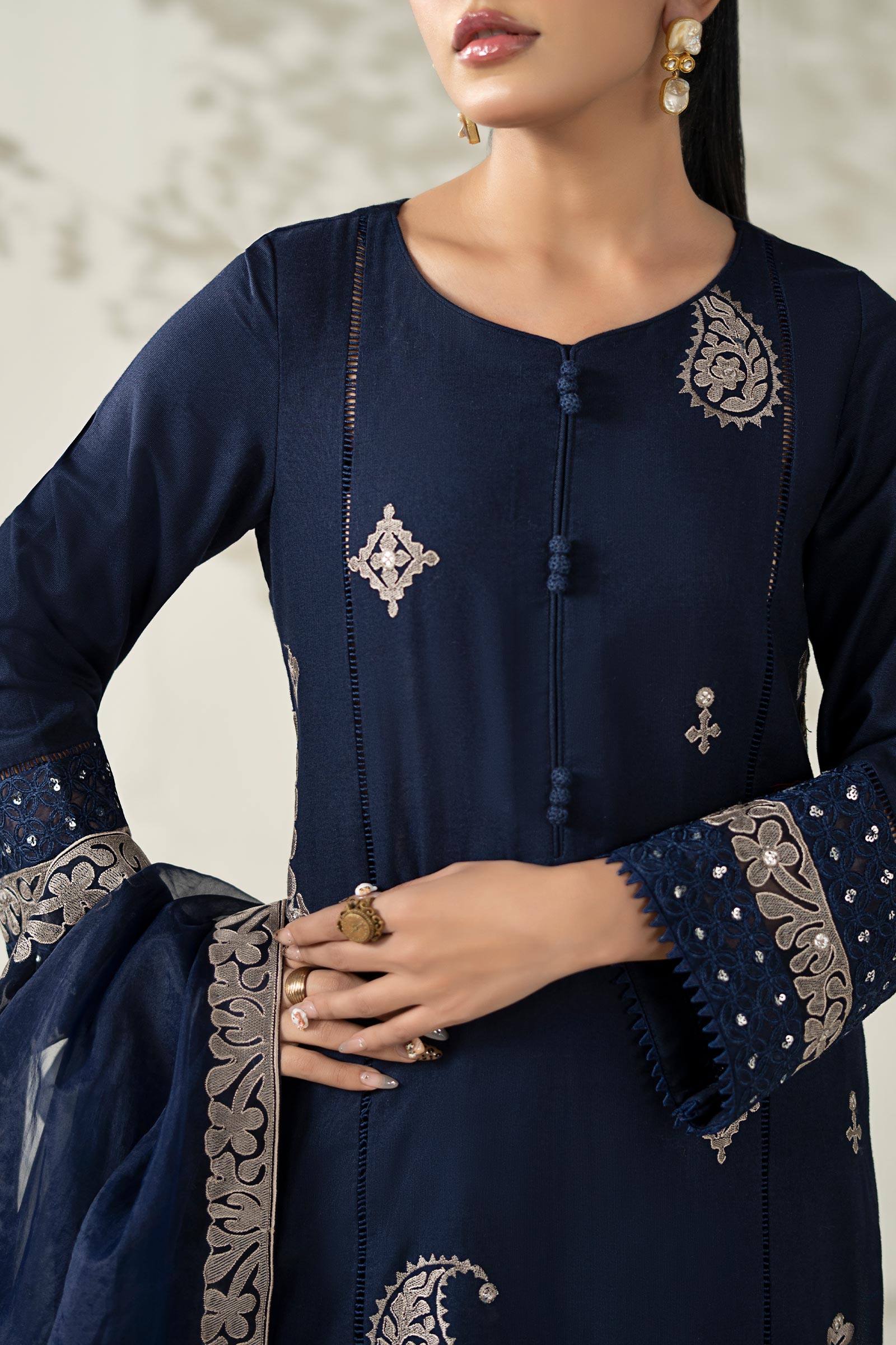 Maria B | Pre Fall Dresses | 3 Piece Embroidered Marina Suit ZX