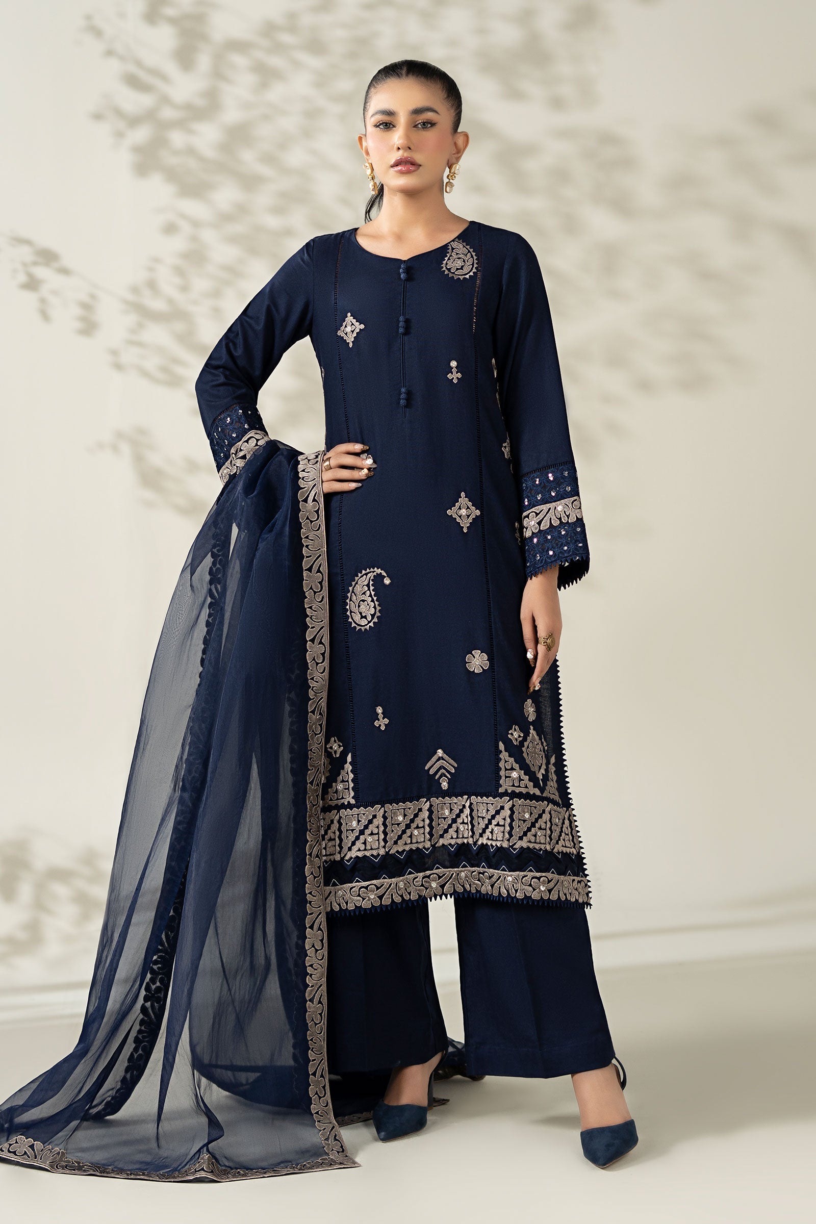 Maria B | Pre Fall Dresses | 3 Piece Embroidered Marina Suit ZX