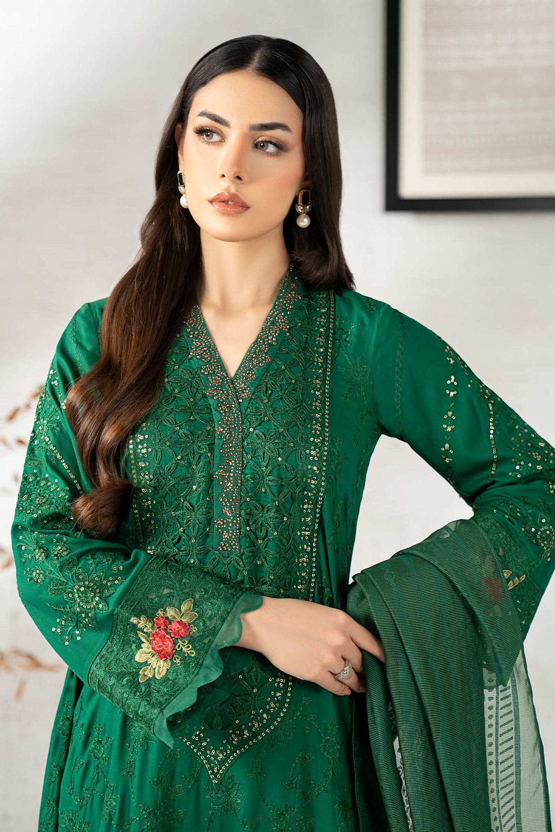 Maria B | Eid Collection 26 | 3 Piece Embroidered Linen Suit