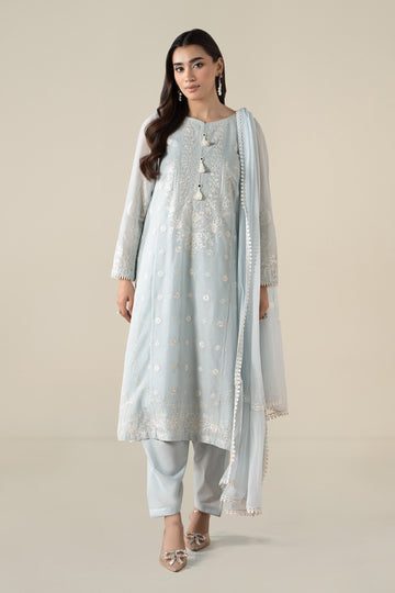 Maria B | Pre Fall Dresses | 3 Piece Embroidered Paper Cotton Suit GG