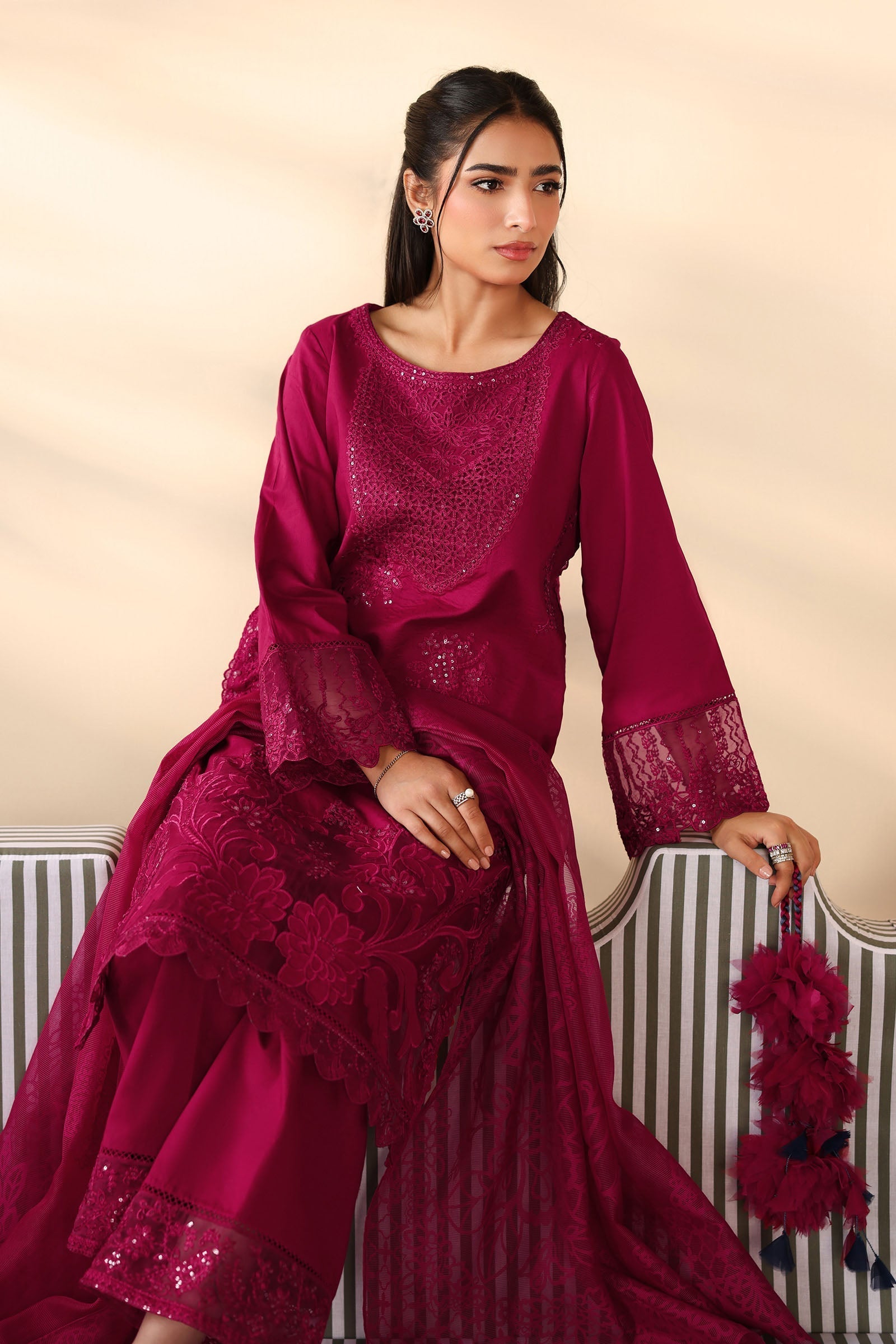 Maria B | Luxury Winter Pret 25 | DW-PF25-07-Maroon